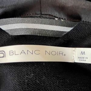 Blanc Noir Black Cotton & Leather jacke with optional draw string waist - Size M
